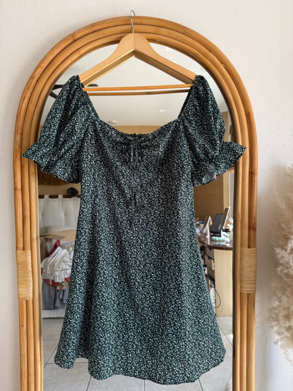 Off-Shoulder Black Floral Dress